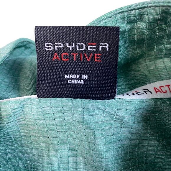 Spyder Active ProWeb Pullover Mens Sz M GRN 1/4 Zip LS 4Way Performance Stretch - Picture 10 of 12